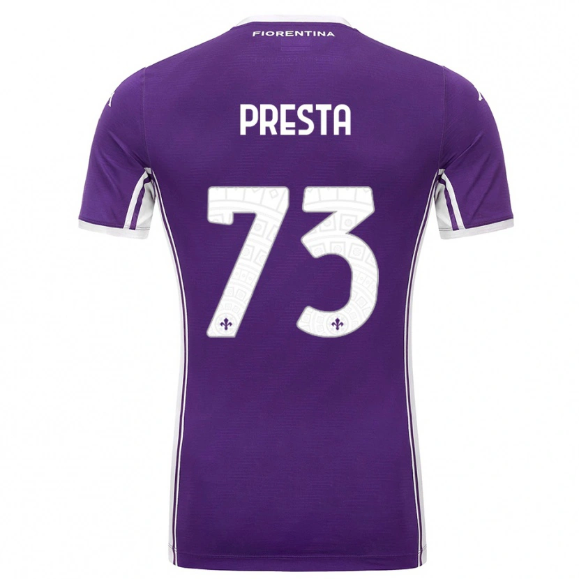 Danxen Kinder Francesco Presta #73 Lila Weiß Heimtrikot Trikot 2025/26 T-Shirt