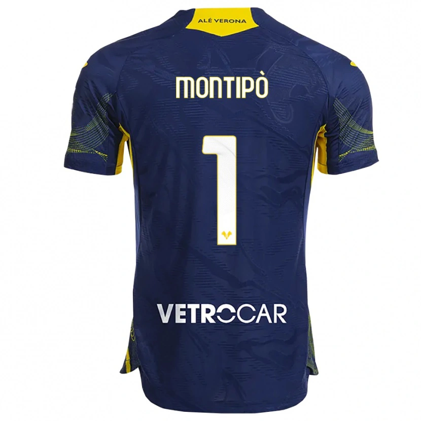 Danxen Kinder Lorenzo Montipò #1 Marineblau Gelb Heimtrikot Trikot 2025/26 T-Shirt
