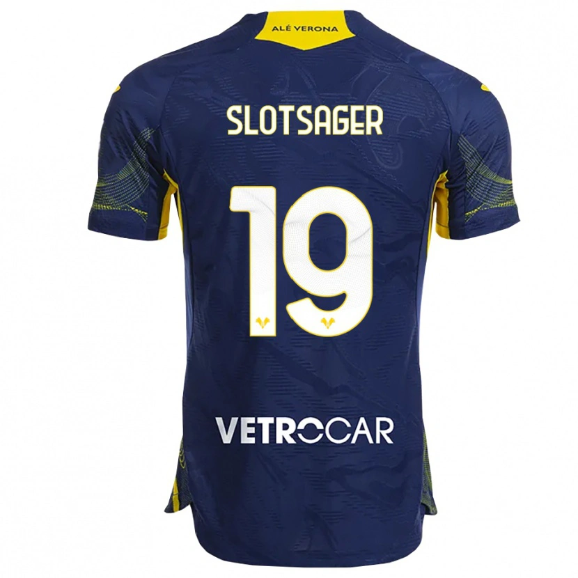 Danxen Kinder Tobias Slotsager #19 Marineblau Gelb Heimtrikot Trikot 2025/26 T-Shirt