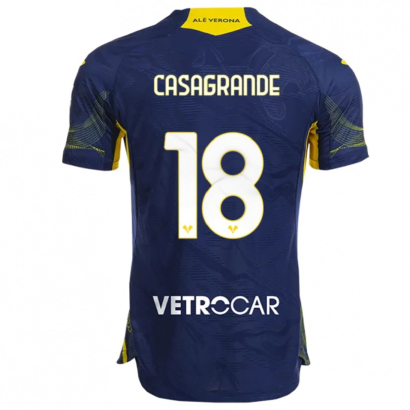 Danxen Kinder Davide Casagrande #18 Marineblau Gelb Heimtrikot Trikot 2025/26 T-Shirt