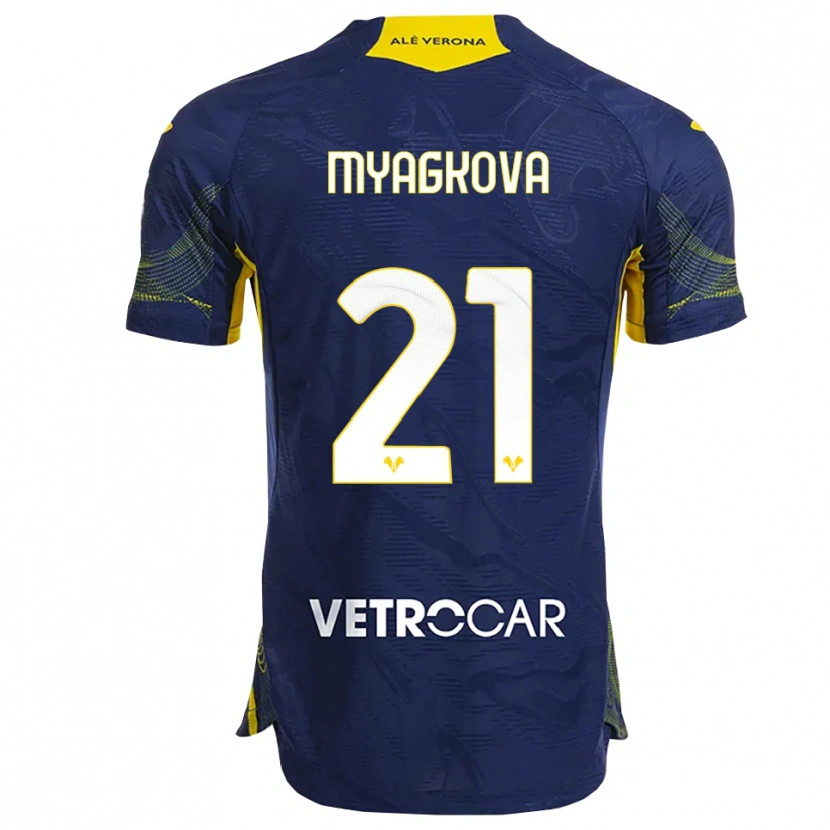 Danxen Kinder Alina Myagkova #21 Marineblau Gelb Heimtrikot Trikot 2025/26 T-Shirt
