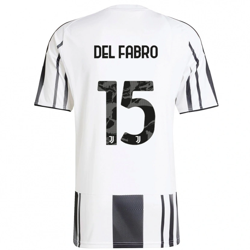 Danxen Kinder Jacopo Del Fabro #15 Weiß Schwarz Heimtrikot Trikot 2025/26 T-Shirt