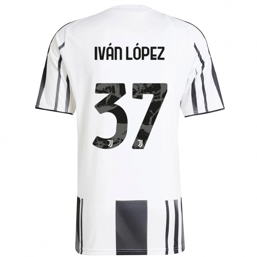 Danxen Kinder Iván López #37 Weiß Schwarz Heimtrikot Trikot 2025/26 T-Shirt