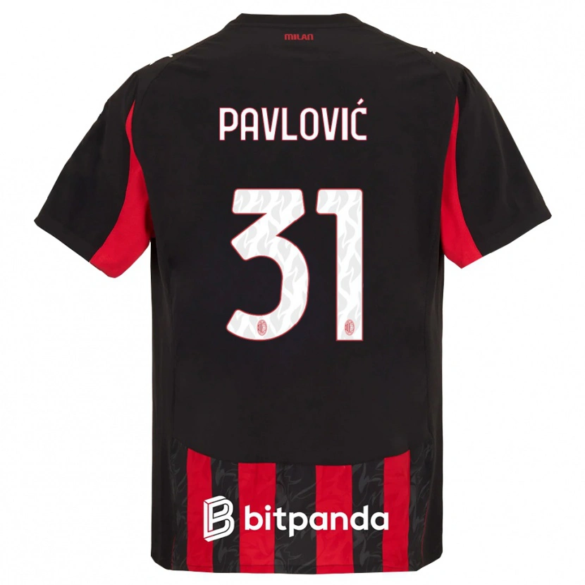 Danxen Kinder Strahinja Pavlović #31 Rot Schwarz Heimtrikot Trikot 2025/26 T-Shirt