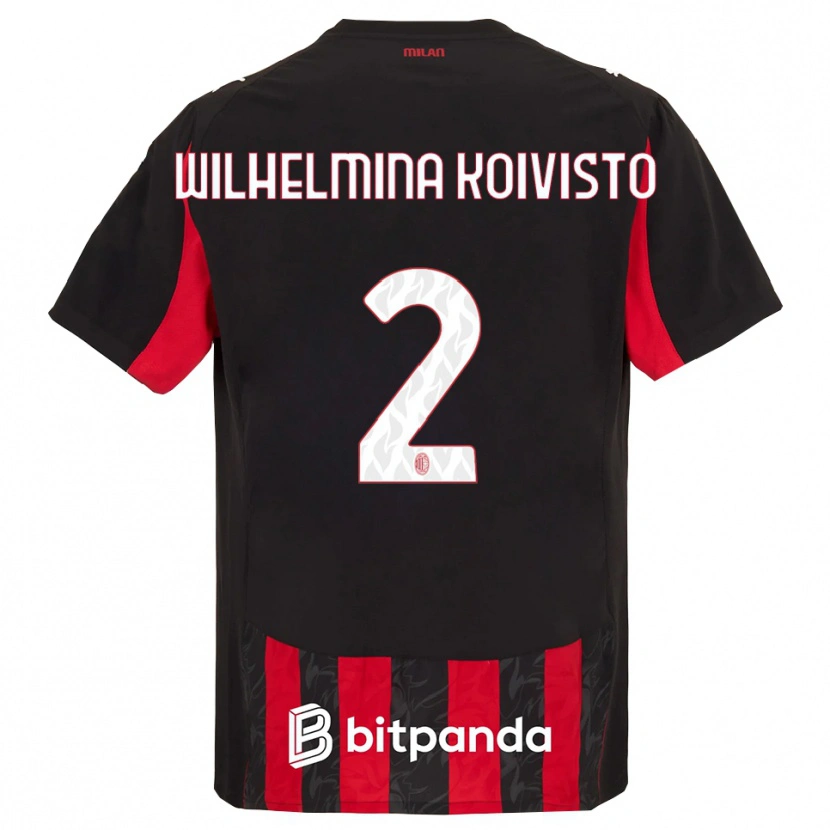 Danxen Kinder Emma Wilhelmina Koivisto #2 Rot Schwarz Heimtrikot Trikot 2025/26 T-Shirt