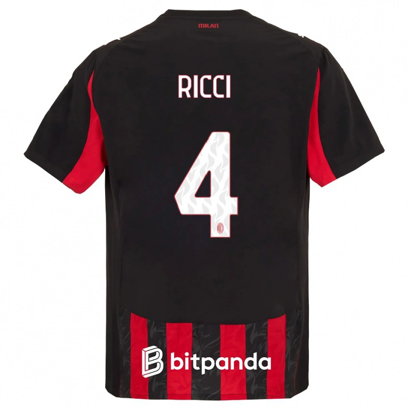 Danxen Kinder Samuele Ricci #4 Rot Schwarz Heimtrikot Trikot 2025/26 T-Shirt