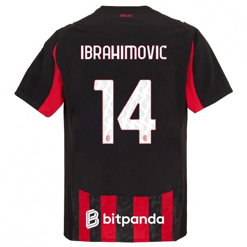 Danxen Kinder Vincent Ibrahimović #14 Rot Schwarz Heimtrikot Trikot 2025/26 T-Shirt