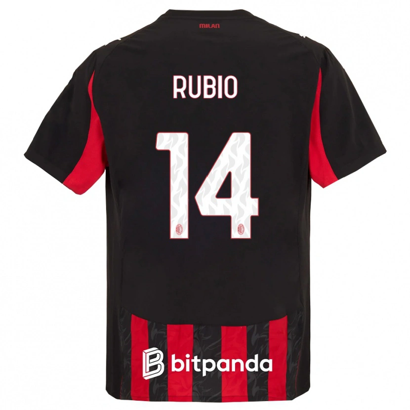 Danxen Kinder Silvia Rubio Ávila #14 Rot Schwarz Heimtrikot Trikot 2025/26 T-Shirt