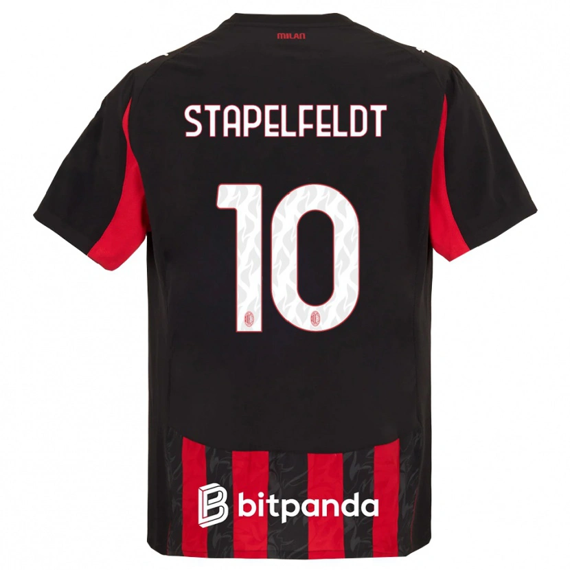 Danxen Kinder Nina Stapelfeldt #10 Rot Schwarz Heimtrikot Trikot 2025/26 T-Shirt