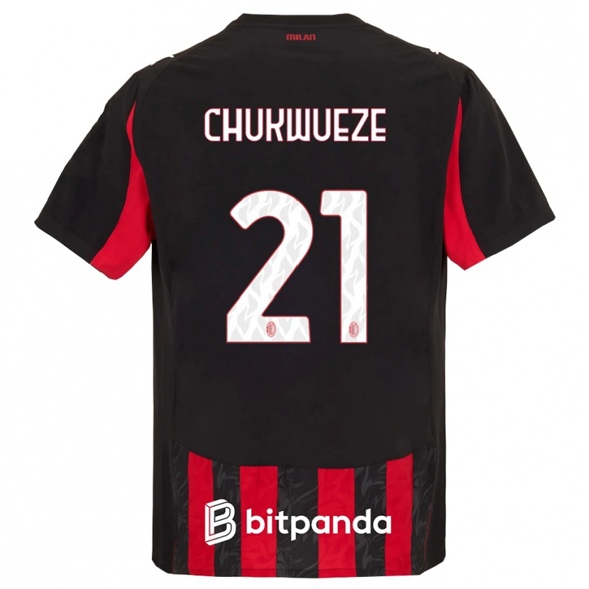 Danxen Kinder Samuel Chukwueze #21 Rot Schwarz Heimtrikot Trikot 2025/26 T-Shirt