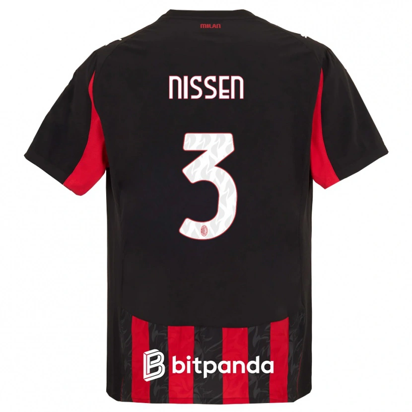 Danxen Kinder Fredrik Nissen #3 Rot Schwarz Heimtrikot Trikot 2025/26 T-Shirt