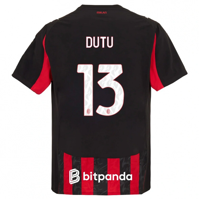 Danxen Kinder Matteo Duțu #13 Rot Schwarz Heimtrikot Trikot 2025/26 T-Shirt