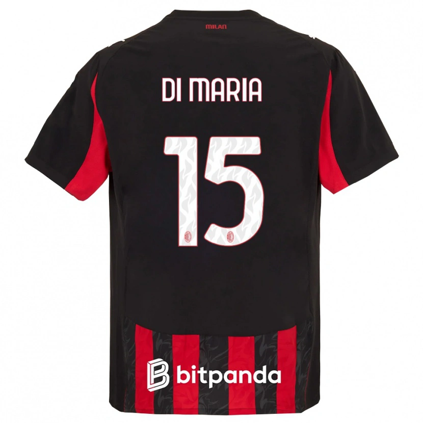 Danxen Kinder Alessandro Di Maria #15 Rot Schwarz Heimtrikot Trikot 2025/26 T-Shirt
