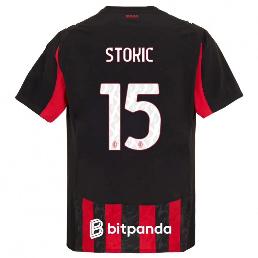 Danxen Kinder Sara Stokić #15 Rot Schwarz Heimtrikot Trikot 2025/26 T-Shirt