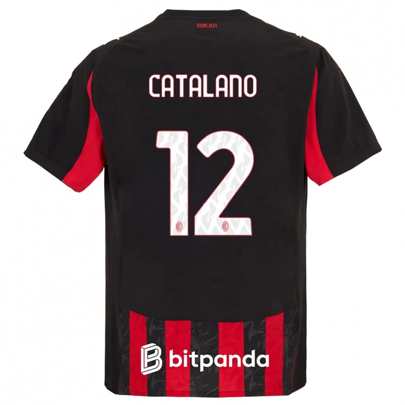Danxen Kinder Alessio Catalano #12 Rot Schwarz Heimtrikot Trikot 2025/26 T-Shirt