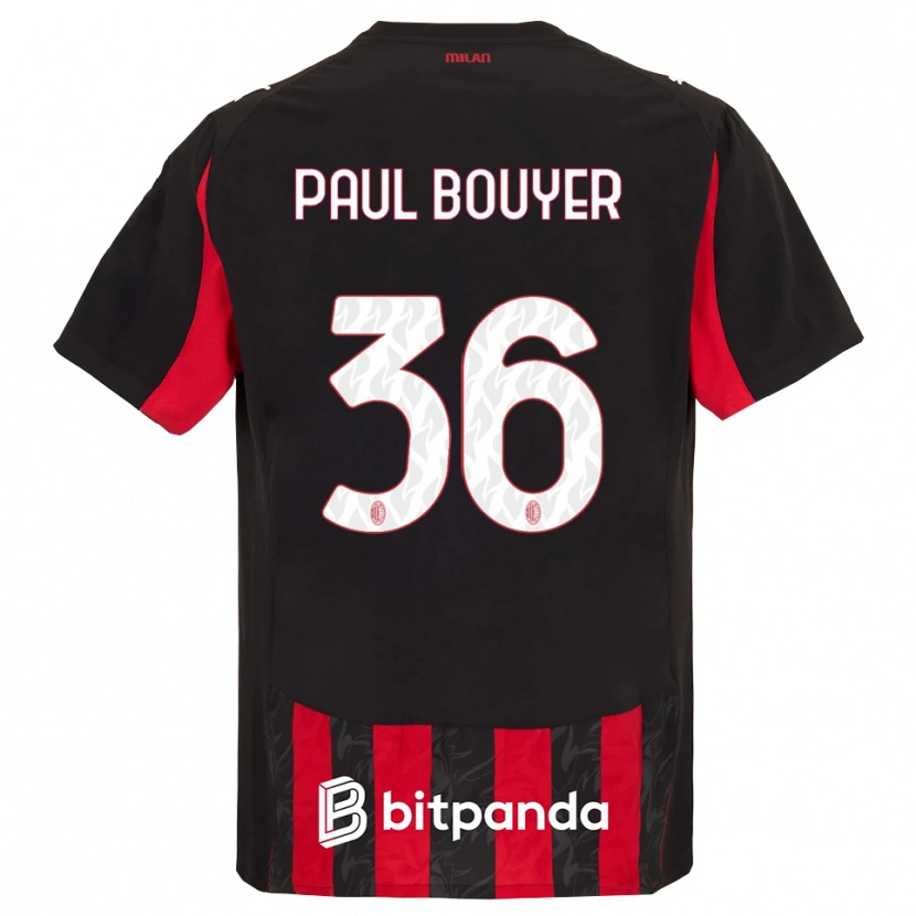 Danxen Kinder Léo Paul Bouyer #36 Rot Schwarz Heimtrikot Trikot 2025/26 T-Shirt
