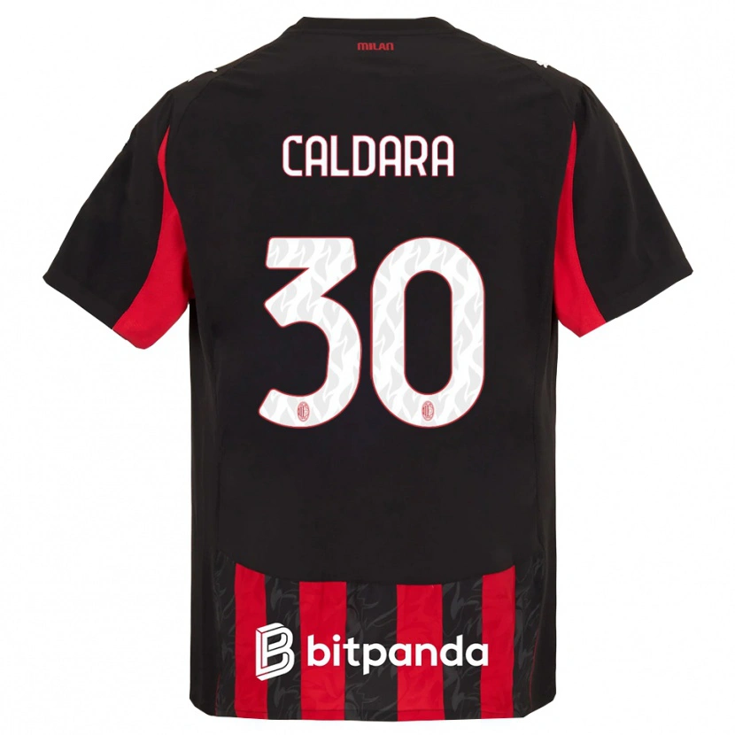 Danxen Kinder Mattia Caldara #30 Rot Schwarz Heimtrikot Trikot 2025/26 T-Shirt