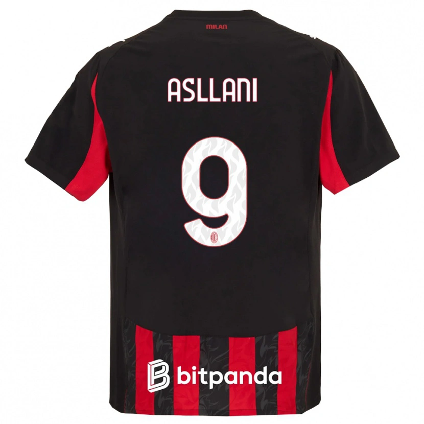 Danxen Kinder Kosovare Asllani #9 Rot Schwarz Heimtrikot Trikot 2025/26 T-Shirt