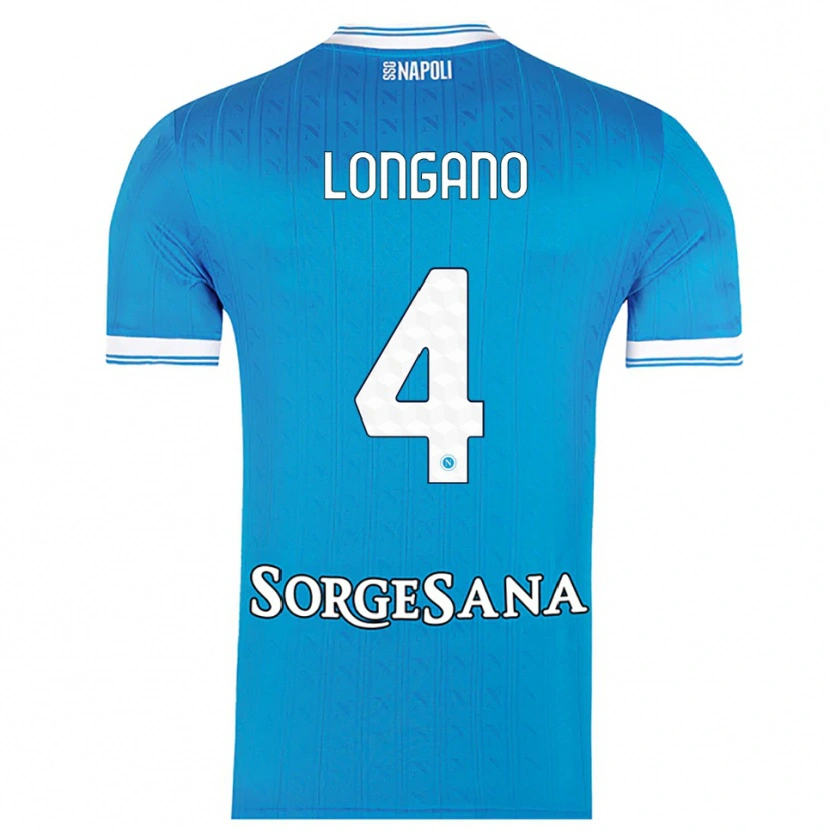 Danxen Kinder Salvatore Longano #4 Himmelblau Weiß Heimtrikot Trikot 2025/26 T-Shirt
