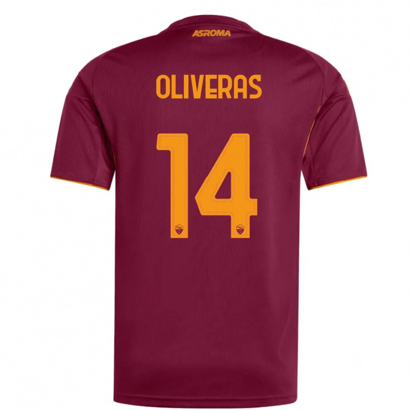 Danxen Kinder Jan Oliveras #14 Burgunderrot Orange Heimtrikot Trikot 2025/26 T-Shirt
