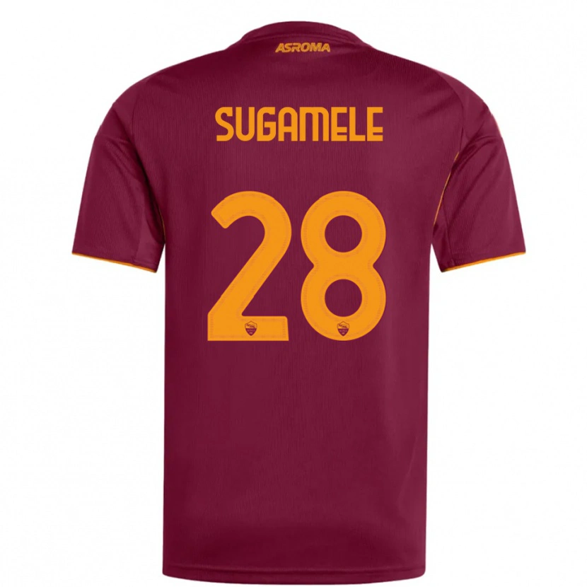 Danxen Kinder Alessandro Sugamele #28 Burgunderrot Orange Heimtrikot Trikot 2025/26 T-Shirt