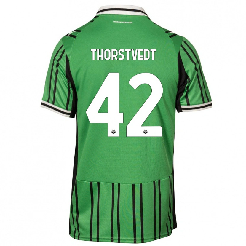 Danxen Kinder Kristian Thorstvedt #42 Grün Schwarz Heimtrikot Trikot 2025/26 T-Shirt