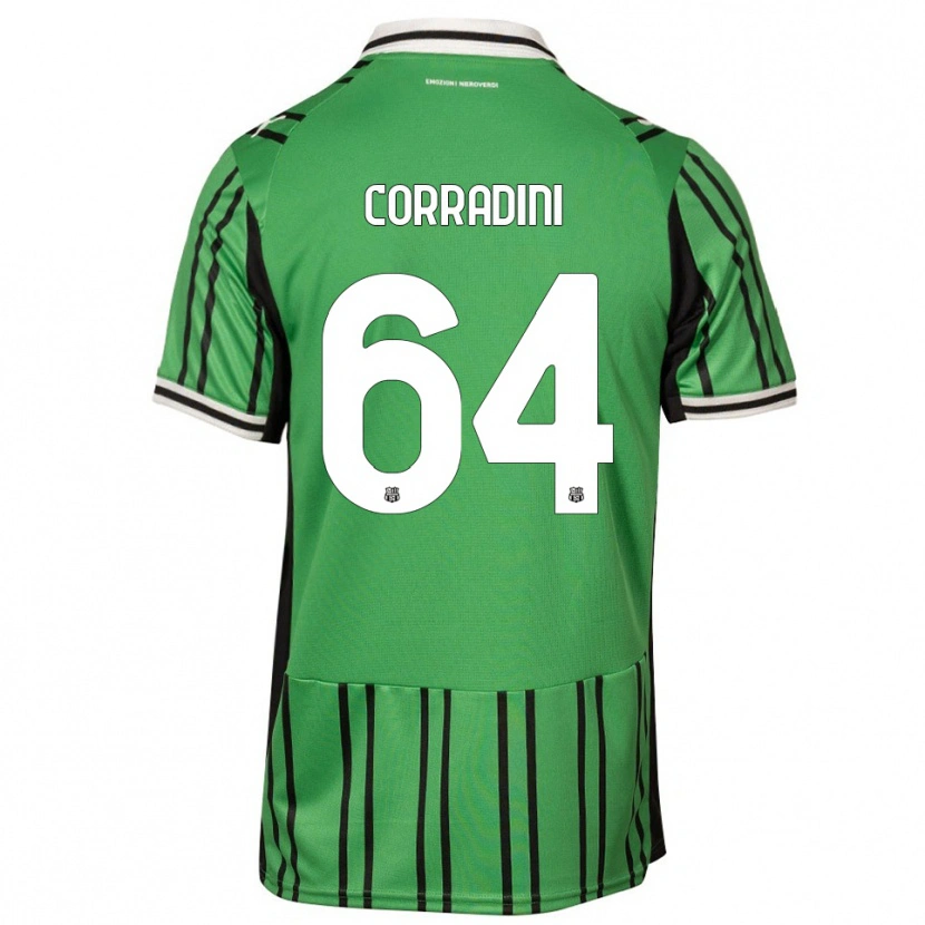 Danxen Kinder Francesco Corradini #64 Grün Schwarz Heimtrikot Trikot 2025/26 T-Shirt