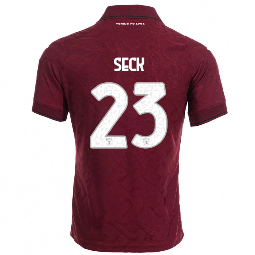 Danxen Kinder Demba Seck #23 Burgunderrot Weiß Heimtrikot Trikot 2025/26 T-Shirt