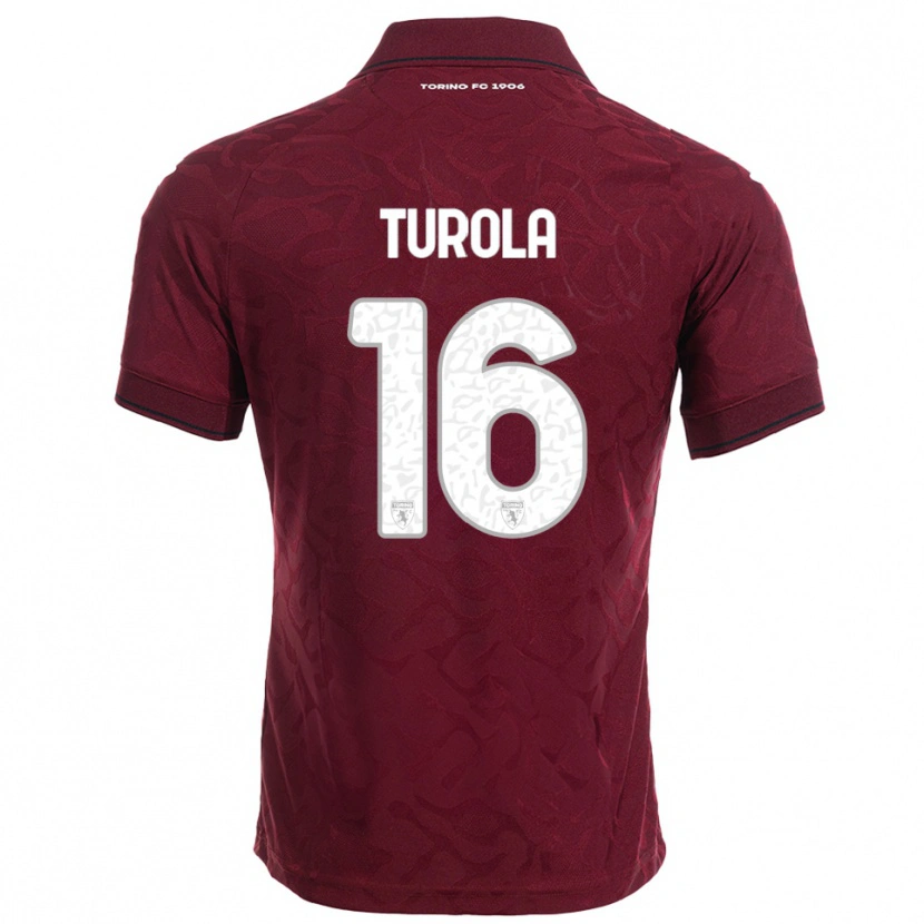 Danxen Kinder Cristian Turola #16 Burgunderrot Weiß Heimtrikot Trikot 2025/26 T-Shirt