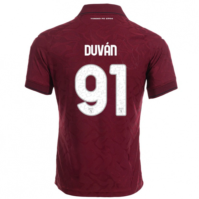 Danxen Kinder Duván Zapata #91 Burgunderrot Weiß Heimtrikot Trikot 2025/26 T-Shirt