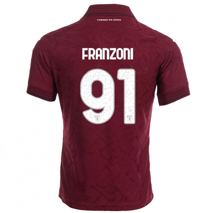 Danxen Kinder Nicolò Franzoni #91 Burgunderrot Weiß Heimtrikot Trikot 2025/26 T-Shirt