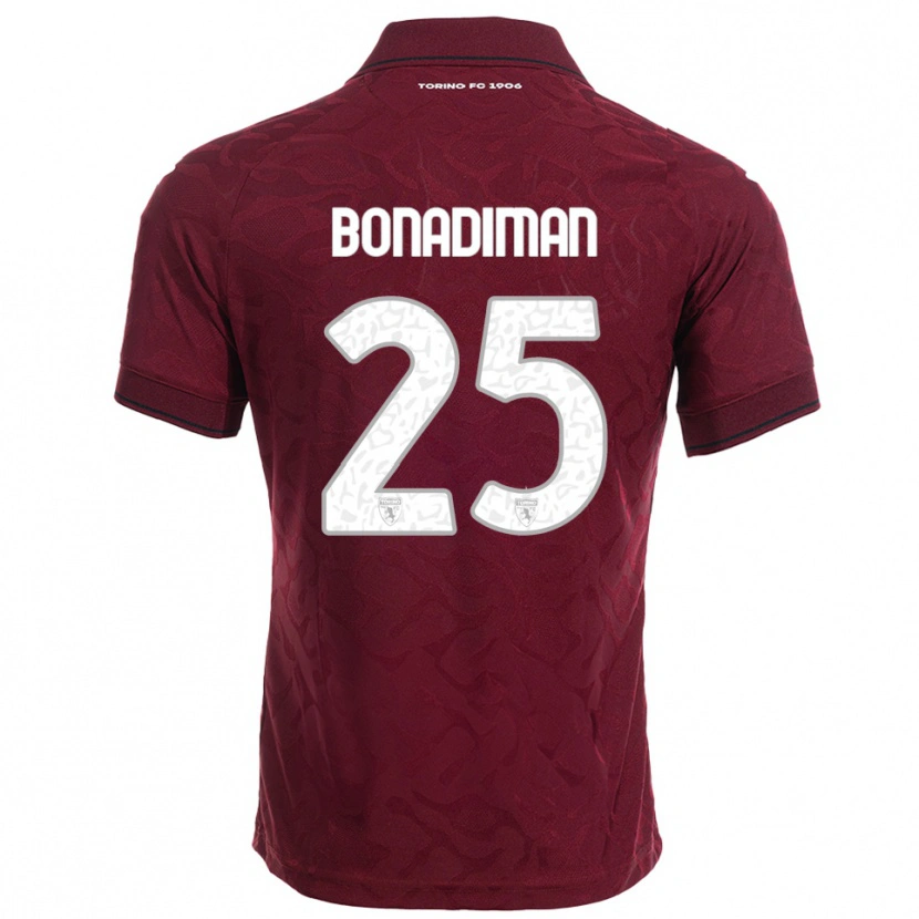 Danxen Kinder Matteo Bonadiman #25 Burgunderrot Weiß Heimtrikot Trikot 2025/26 T-Shirt