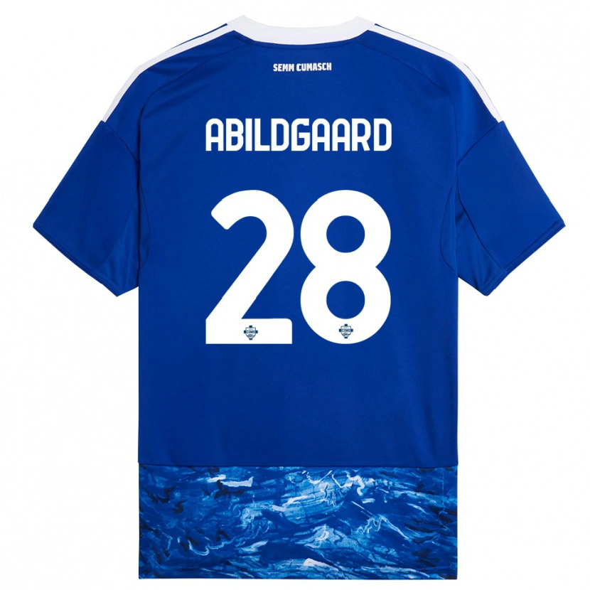 Danxen Kinder Oliver Abildgaard #28 Blau Weiß Heimtrikot Trikot 2025/26 T-Shirt