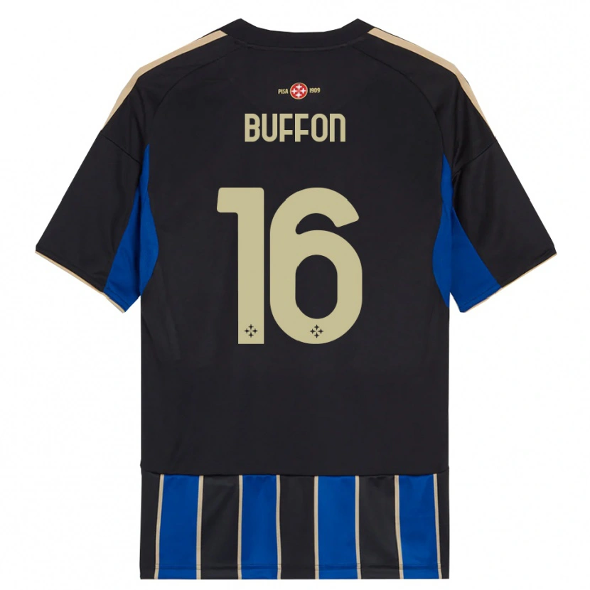 Danxen Kinder Louis Buffon #16 Schwarz Blau Heimtrikot Trikot 2025/26 T-Shirt