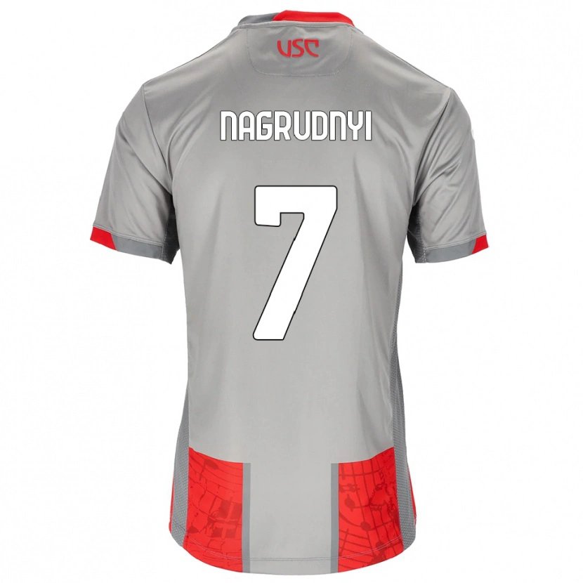 Danxen Kinder Vladyslav Nagrudnyi #7 Rot Grau Heimtrikot Trikot 2025/26 T-Shirt