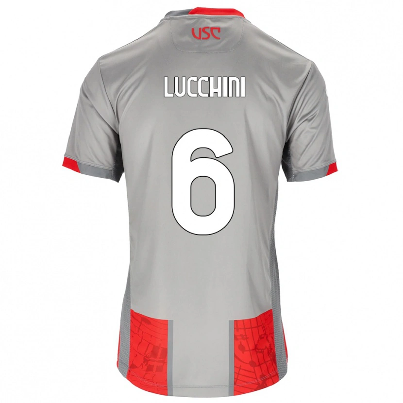 Danxen Kinder Matteo Lucchini #6 Rot Grau Heimtrikot Trikot 2025/26 T-Shirt