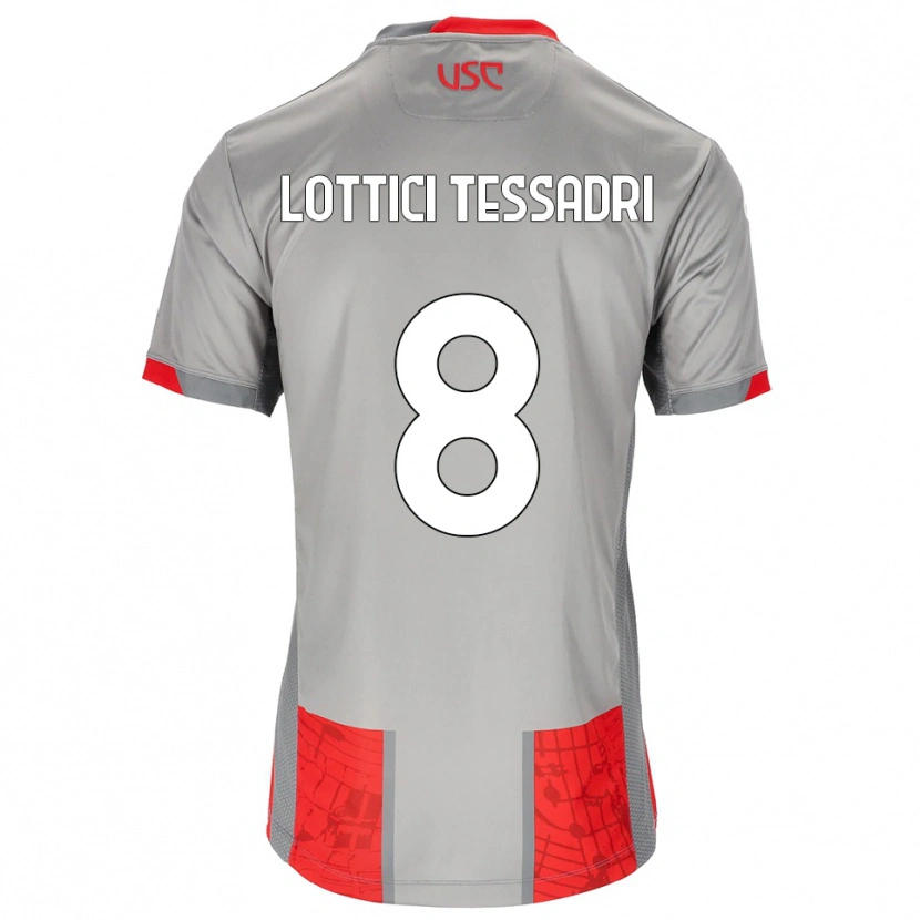 Danxen Kinder Simone Lottici Tessadri #8 Rot Grau Heimtrikot Trikot 2025/26 T-Shirt