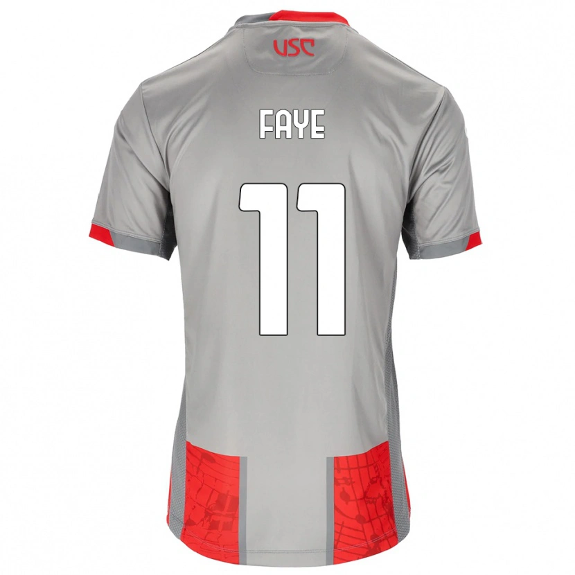 Danxen Kinder Nouroudine Faye #11 Rot Grau Heimtrikot Trikot 2025/26 T-Shirt