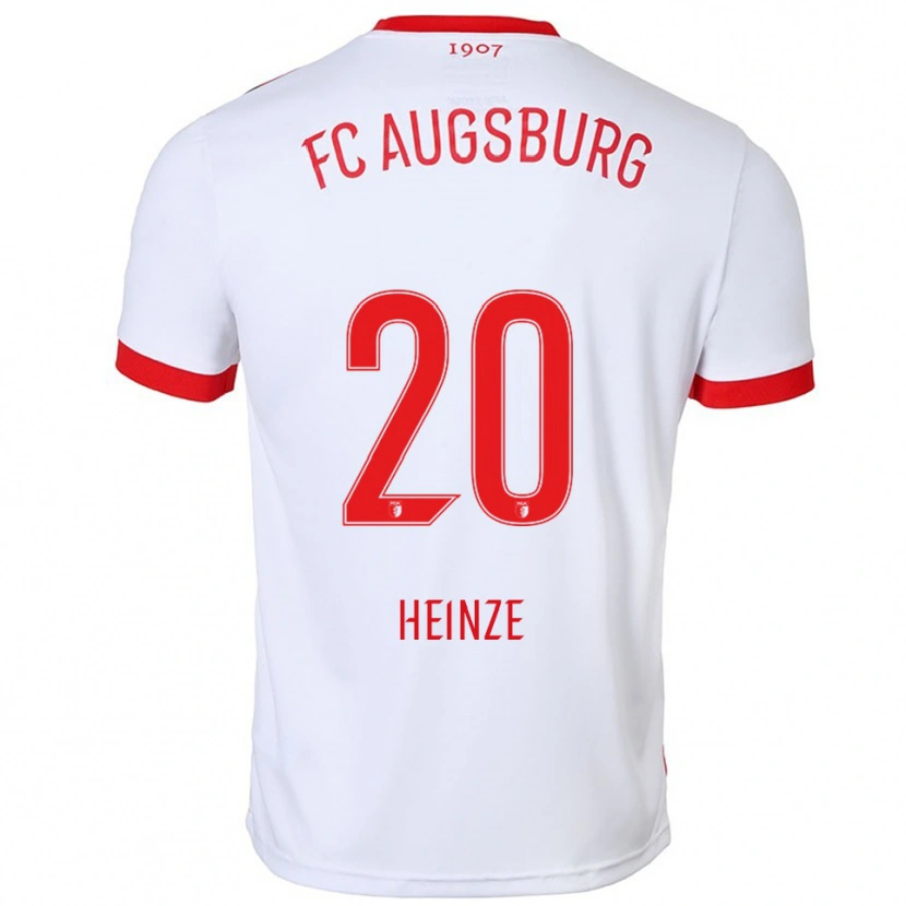Danxen Kinder Fynn Heinze #20 Weiß Rot Heimtrikot Trikot 2025/26 T-Shirt
