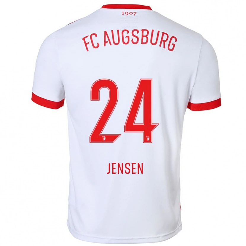 Danxen Kinder Fredrik Jensen #24 Weiß Rot Heimtrikot Trikot 2025/26 T-Shirt