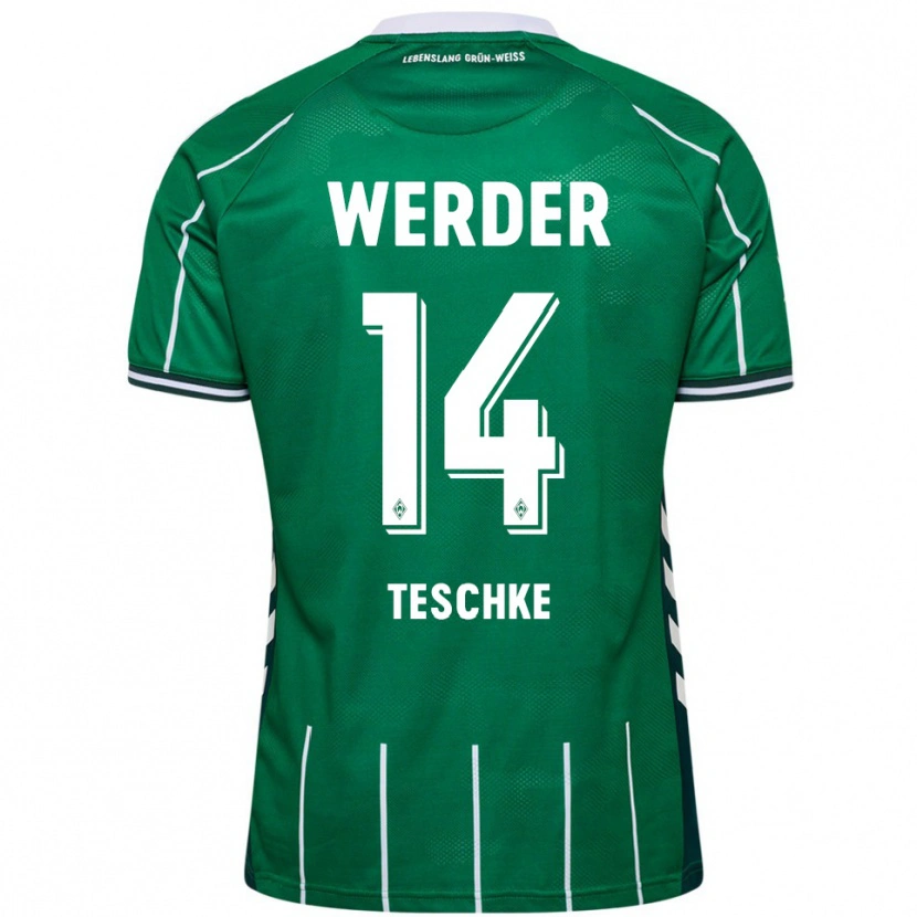 Danxen Kinder Tim Teschke #14 Grün Weiß Heimtrikot Trikot 2025/26 T-Shirt