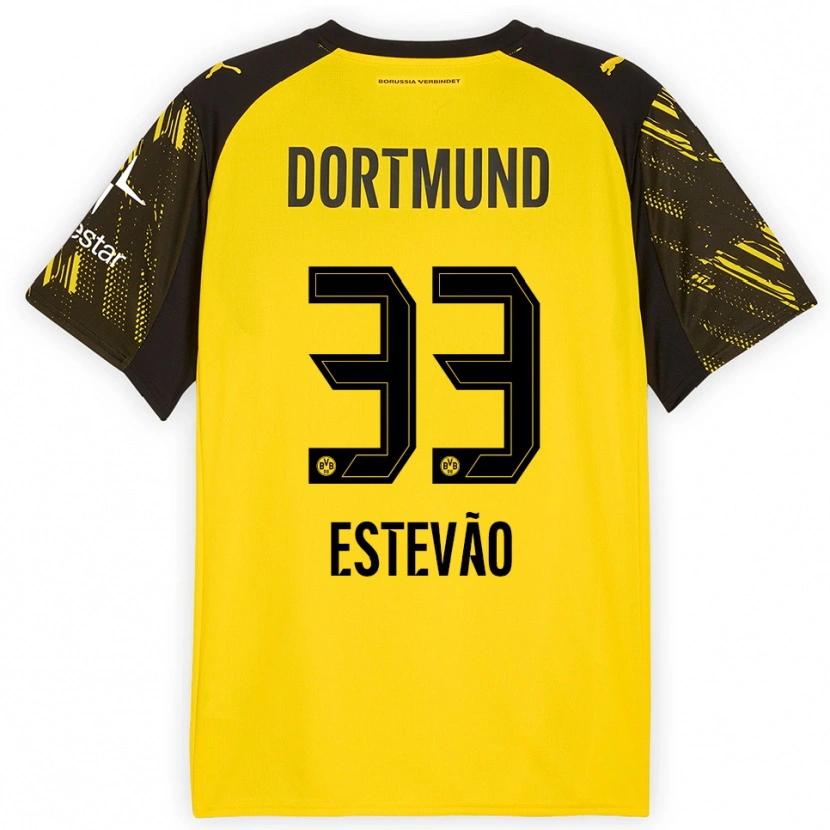 Danxen Kinder Tiago Estevão #33 Gelb Schwarz Heimtrikot Trikot 2025/26 T-Shirt