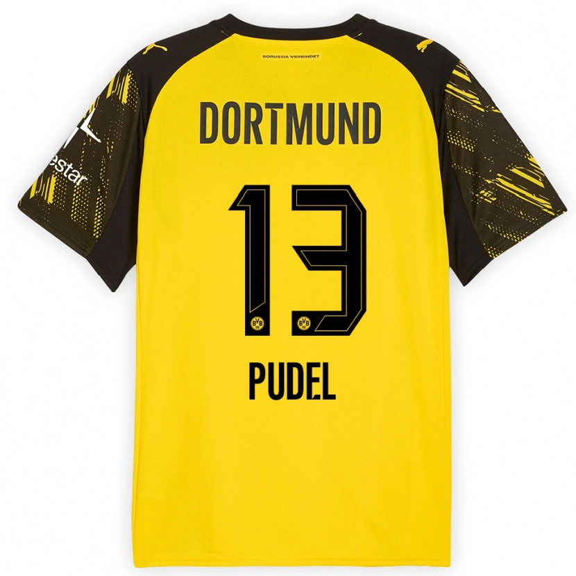 Danxen Kinder Bjarne Pudel #13 Gelb Schwarz Heimtrikot Trikot 2025/26 T-Shirt