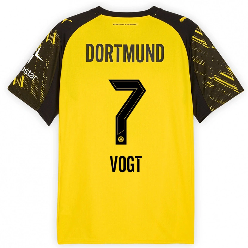 Danxen Kinder Levin Vogt #7 Gelb Schwarz Heimtrikot Trikot 2025/26 T-Shirt
