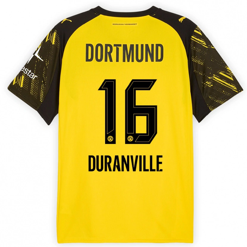 Danxen Kinder Julien Duranville #16 Gelb Schwarz Heimtrikot Trikot 2025/26 T-Shirt