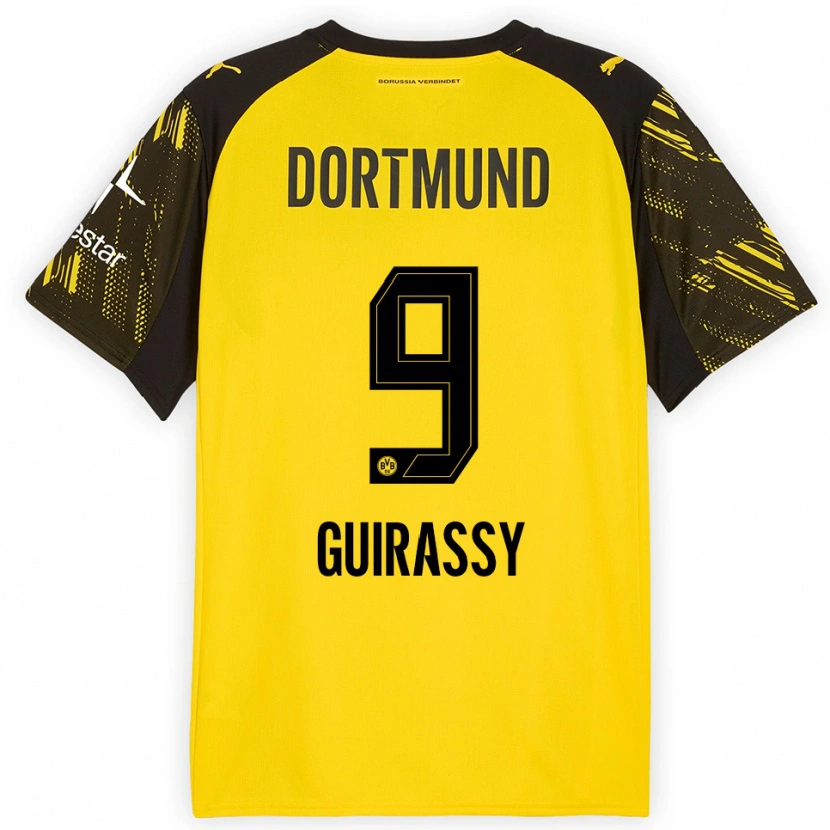Danxen Kinder Serhou Guirassy #9 Gelb Schwarz Heimtrikot Trikot 2025/26 T-Shirt
