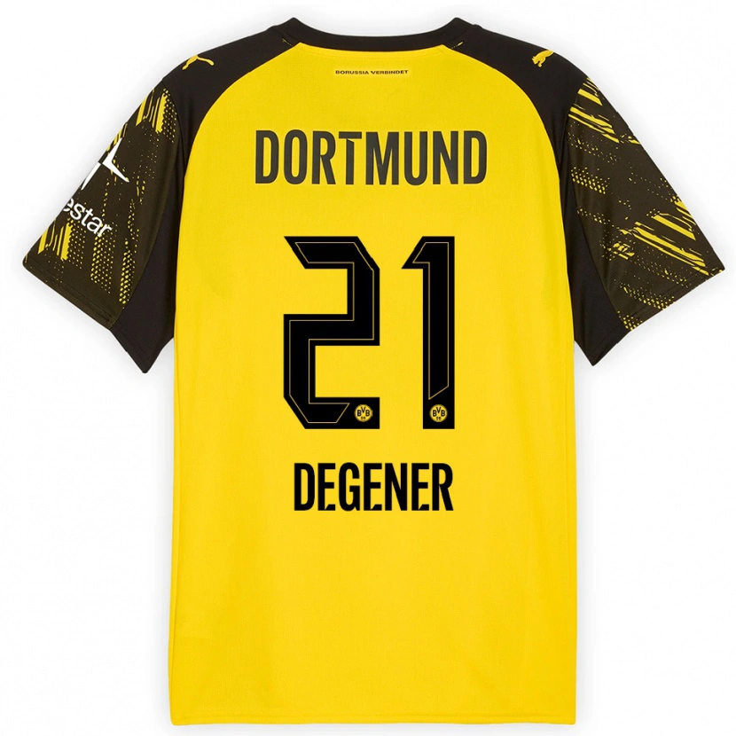 Danxen Kinder Tim Degener #21 Gelb Schwarz Heimtrikot Trikot 2025/26 T-Shirt