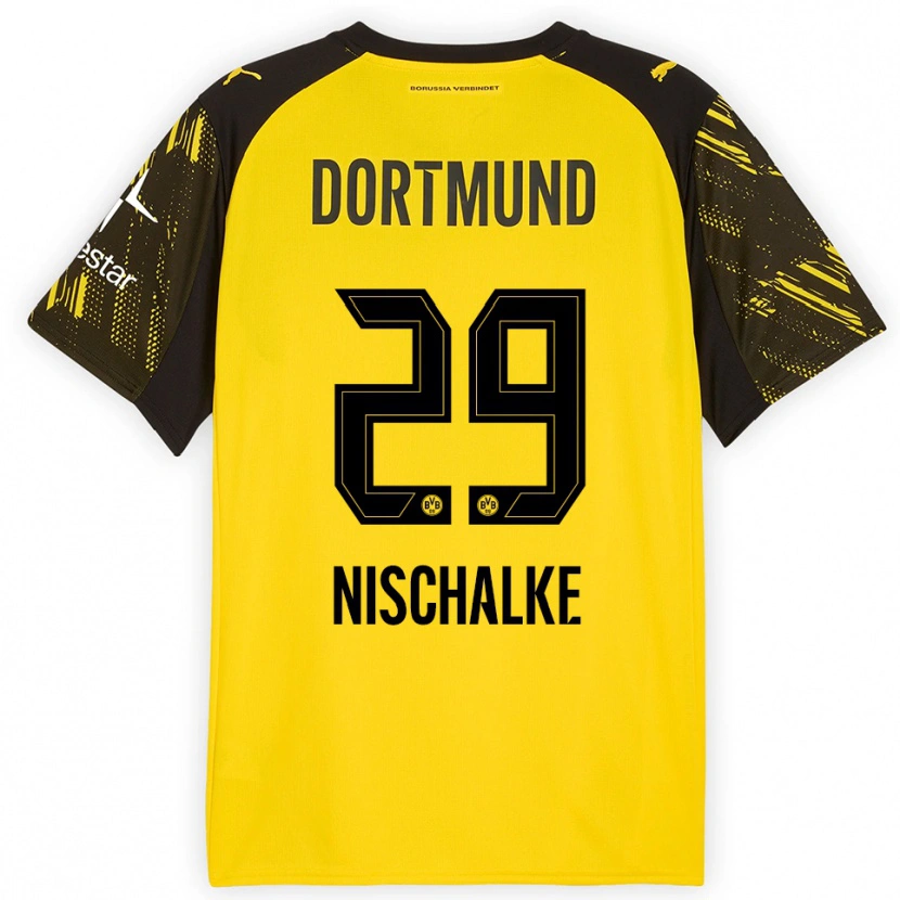 Danxen Kinder Jermain Nischalke #29 Gelb Schwarz Heimtrikot Trikot 2025/26 T-Shirt