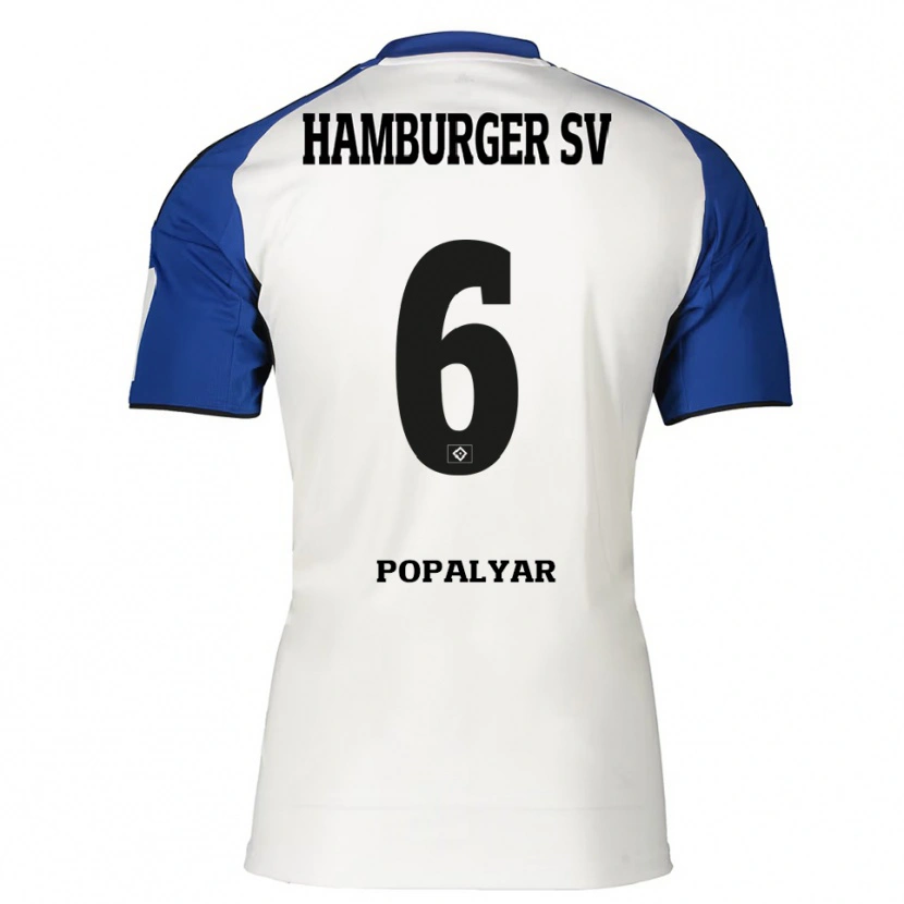 Danxen Kinder Omer Popalyar #6 Weiß Blau Heimtrikot Trikot 2025/26 T-Shirt
