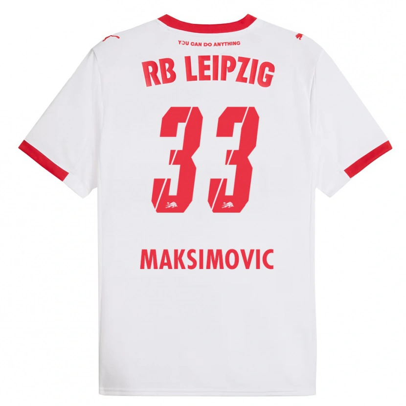 Danxen Kinder Andrija Maksimovic #33 Weiß Rot Heimtrikot Trikot 2025/26 T-Shirt